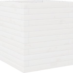 vidaXL Donica ogrodowa, biała, 40x40x46 cm, lite drewno sosnowe 7