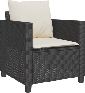 vidaXL 3-cz. zestaw mebli bistro z poduszkami, czarny, polirattan 4