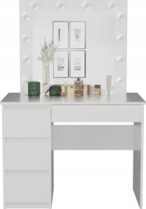 Topeshop Toaletka z lustrem, biurko, lewe, Mijas, 98x51x146 cm, biały, mat 2