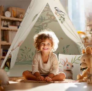 Ricokids Namiot tipi dla dzieci, Nukido, 114x114x165 cm, beżowy 12