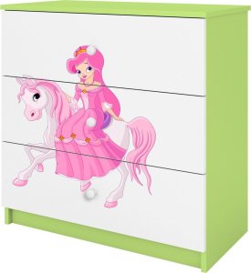 Kocot Kids Komoda do pokoju dziecięcego, Babydreams, księżniczka na koniu, 80 cm, zielona 1