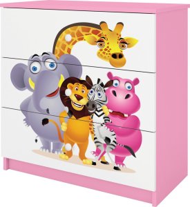 Kocot Kids Komoda do pokoju dziecięcego, Babydreams, zoo, 80 cm, różowa 1