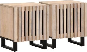 vidaXL Szafki nocne, 2 szt., 40x34x46 cm, bielone drewno mango 1