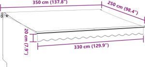 vidaXL Ręcznie zwijana markiza, antracytowo-biała, 350x250 cm 9