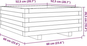 vidaXL Donica ogrodowa, woskowy brąz, 60x60x26,5 cm, drewno sosnowe 10