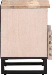vidaXL Szafka nocna, 40x34x46 cm, bielone drewno mango 4