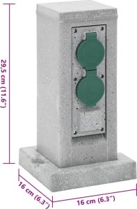 vidaXL Rozgałęźnik ogrodowy z kołkiem, 4 gniazda, imitacja kamienia 9