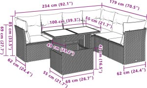 vidaXL 7-cz. zestaw wypoczynkowy do ogrodu, z poduszkami, beżowy 9