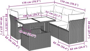 vidaXL 6-cz. zestaw mebli ogrodowych z poduszkami, beżowy, polirattan 9
