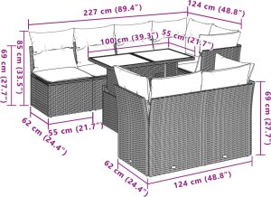 vidaXL 8-cz. zestaw mebli ogrodowych z poduszkami, beżowy, polirattan 9