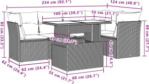 vidaXL 6-cz. zestaw mebli ogrodowych z poduszkami, beżowy, polirattan 9
