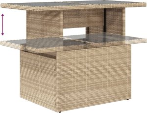 vidaXL 9-cz. zestaw mebli ogrodowych z poduszkami, beżowy, polirattan 7