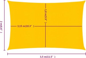 vidaXL Żagiel przeciwsłoneczny, 160 g/m, żółty, 2x3,5 m, HDPE 6