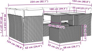 vidaXL 7-cz. zestaw wypoczynkowy do ogrodu, z poduszkami, beżowy 9