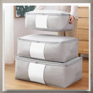 Iteams4Now Pokrowiec na pościel pod łóżko pojemnik na ubrania torba miękki szary M 7