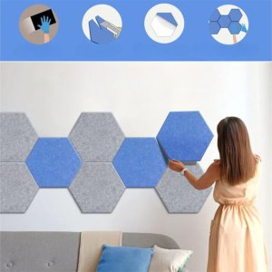 Iteams4Now Panele ścienne filcowe 3d heksagon zagłówek samoprzylepne akustyczne soft 12