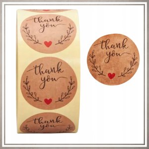 Iteams4Now Naklejki etykiety thank you 1000 szt ozdobne dekoracyjne okrągłe dziękuję 2