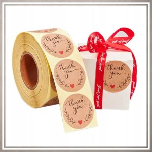 Iteams4Now Naklejki etykiety thank you 1000 szt ozdobne dekoracyjne okrągłe dziękuję 3