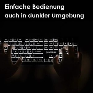 Klawiatura Perixx PERIBOARD-317, DE, illuminated keyboard, USB wired, large block letters, black (układ niemiecki) 3