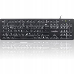 Klawiatura Perixx PERIBOARD-317, DE, illuminated keyboard, USB wired, large block letters, black (układ niemiecki) 4