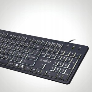 Klawiatura Perixx PERIBOARD-317, DE, illuminated keyboard, USB wired, large block letters, black (układ niemiecki) 7