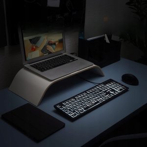 Klawiatura Perixx PERIBOARD-317, DE, illuminated keyboard, USB wired, large block letters, black (układ niemiecki) 8