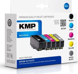 Tusz KMP KMP MULTIPACK E216V - 5er-Pack - Schwarz, Gelb, Cyan, Magenta, Photo schwarz - kompatibel - Tintenpatrone (Alternative zu: Epson 33, Epson T3337) - fur Epson Expression Home XP-830, Expression Premium XP-530, 540, 630, 635, 640, 645, 830, 900 1