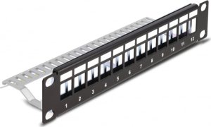 Delock DELOCK 10" Keystone Patchpanel 12 Port Entl.schiene 1HE schw 1