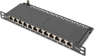 Digitus DIGITUS Cat.6A Slim Patchpanel,geschirmt,12-Port,0,5HE,10"sw 1