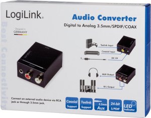 System przekazu sygnału AV LogiLink Konwerter audio Cyfrowy na analogowy 3.5mm/SPDIF/COAX 12