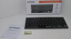 Klawiatura Manhattan MANHATTAN Ultra Slim Dual-Mode Kabellose Funktastatur Dt. QWERTZ-Layout Bluetooth 3.0 und 2.4 GHz USB anthrazit/schwarz 5