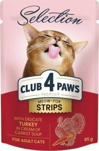 Club 4 Paws Club4Ł Kot 85g Paski Indyk w Marchewkowym Sosie 1