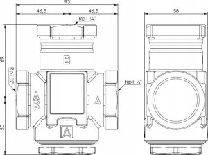 Afriso Zawór temperaturowy ATV 555, DN32, Rp1 1/4, kvs 9, 55°C (S)A 13
