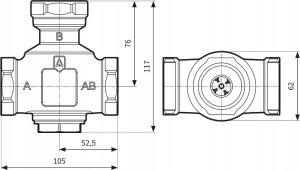 Afriso Zawór temperaturowy ATV 555, DN32, Rp1 1/4, kvs 9, 55°C (S)A 3