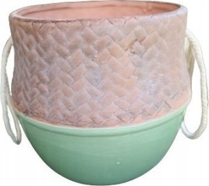 Polnix Osłonka ceramiczna zielona gliniana boho 13 cm 1