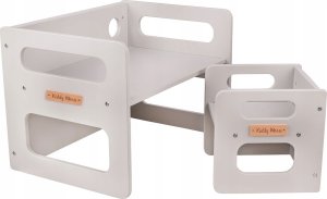 KiddyMoon Stolik + krzesło TC-001 MDF grey 61x44x44/30x30x30 Mebel zestaw mebelków 2