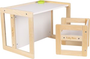 KiddyMoon KiddyMoon Stolik + krzesło TC-002 natural/white 61x44x44/30x30x30 Mebel zestaw mebelków 1