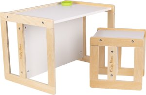 KiddyMoon KiddyMoon Stolik + krzesło TC-002 natural/white 61x44x44/30x30x30 Mebel zestaw mebelków 4