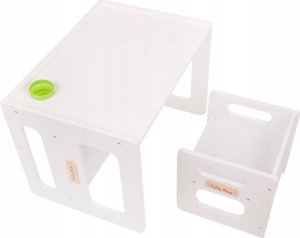 KiddyMoon Stolik + krzesło TC-001 MDF white 61x44x44/30x30x30 Mebel zestaw mebelków 3
