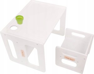 KiddyMoon Stolik + krzesło TC-001 MDF white 61x44x44/30x30x30 Mebel zestaw mebelków 4