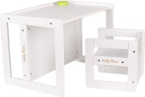 KiddyMoon KiddyMoon Stolik + krzesło TC-002 white 61x44x44/30x30x30 Mebel zestaw mebelków 1