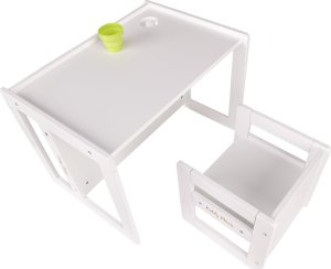 KiddyMoon KiddyMoon Stolik + krzesło TC-002 white 61x44x44/30x30x30 Mebel zestaw mebelków 3