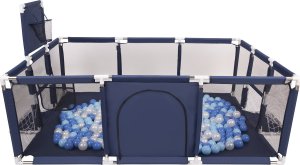 Selonis Boisko BO-100X z piłeczkami 6cm granatowy: babyblue-niebieski-perła 180x122x62/900piłek Zabawka kojec 2