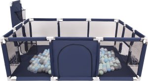 Selonis Boisko BO-100X z piłeczkami 6cm granatowy: perła-szary-transparent-babyblue-mięta 180x122x62/900piłek Zabawka kojec 2