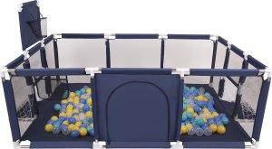 Selonis Boisko BO-100X z piłeczkami 6cm granatowy: turkus-niebieski-żółty-transparent 180x122x62/900piłek Zabawka kojec 2