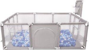 Selonis Boisko BO-100X z piłeczkami 6cm szary: niebieski-babyblue-perła 180x122x62/900piłek Zabawka kojec 2