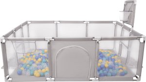 Selonis Boisko BO-100X z piłeczkami 6cm szary: turkus-niebieski-żółty-transparent 180x122x62/900piłek Zabawka kojec 3