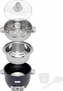 TurboTronic Elektryczny garnek do ryżu TurboTronic ryżowar gotowanie na parze poj. 1L moc 400w Czarny 3