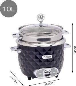 TurboTronic Elektryczny garnek do ryżu TurboTronic ryżowar gotowanie na parze poj. 1L moc 400w Czarny 8