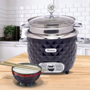 TurboTronic Elektryczny garnek do ryżu TurboTronic ryżowar gotowanie na parze poj. 1L moc 400w Czarny 9